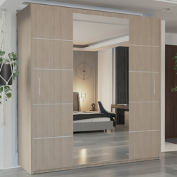 M N Furniture Osaka 2 Door Oak Mirrored Panel Sliding Wardrobe 120cm - thumbnail 1