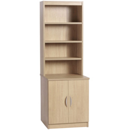 R White Cabinets 2 Door Light Brown Desk Height Cupboard with Hutch - thumbnail 2