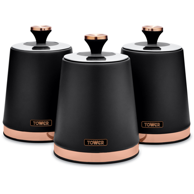 Tower 3 Piece Cavaletto Black Canister Set - image 1