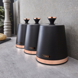 Tower 3 Piece Cavaletto Black Canister Set - thumbnail 2