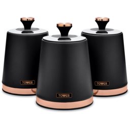 Tower 3 Piece Cavaletto Black Canister Set