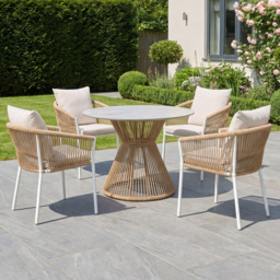 Artemis Home Bellvine White and Natural 4 Seater Patio Dining Set - thumbnail 1