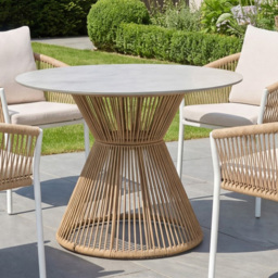 Artemis Home Bellvine White and Natural 4 Seater Patio Dining Set - thumbnail 3