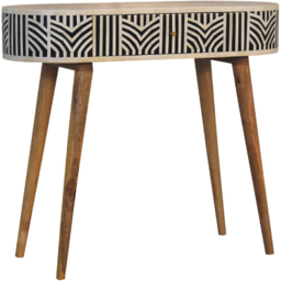 Artisan Furniture Edessa Black and White Single Drawer Solid Wood Bone Inlay Console Table - thumbnail 3