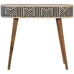 Artisan Furniture Edessa Black and White Single Drawer Solid Wood Bone Inlay Console Table - thumbnail 2