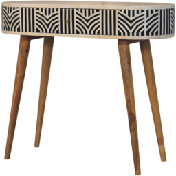 Artisan Furniture Edessa Black and White Single Drawer Solid Wood Bone Inlay Console Table - thumbnail 4