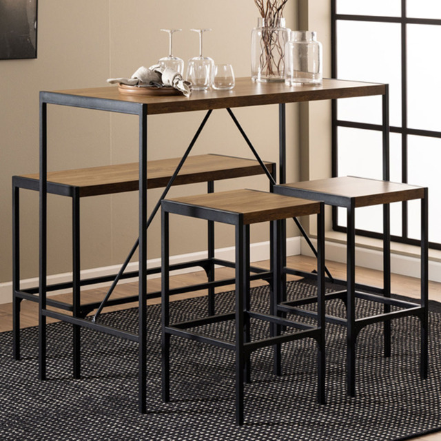 Florence Bahamas Bar Table Set Black and Oak - image 1