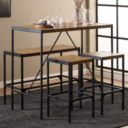 Florence Bahamas Bar Table Set Black and Oak - thumbnail 1