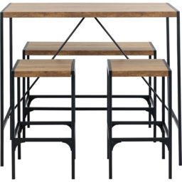 Florence Bahamas Bar Table Set Black and Oak - thumbnail 2