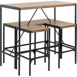 Florence Bahamas Bar Table Set Black and Oak - thumbnail 3
