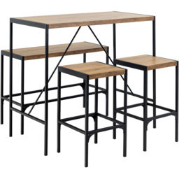 Florence Bahamas Bar Table Set Black and Oak - thumbnail 4
