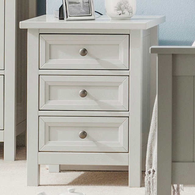 Julian Bowen Maine 3 Drawer Dove Grey Bedside Table - image 1