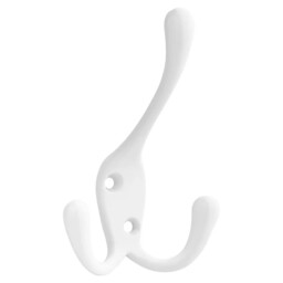 Three Pronged Hat and Coat Hook - White