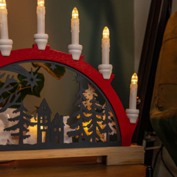Samuel Alexander Light Up Red Wooden Christmas Candle Bridge - thumbnail 4