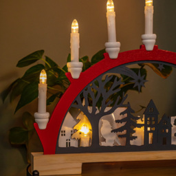 Samuel Alexander Light Up Red Wooden Christmas Candle Bridge - thumbnail 3