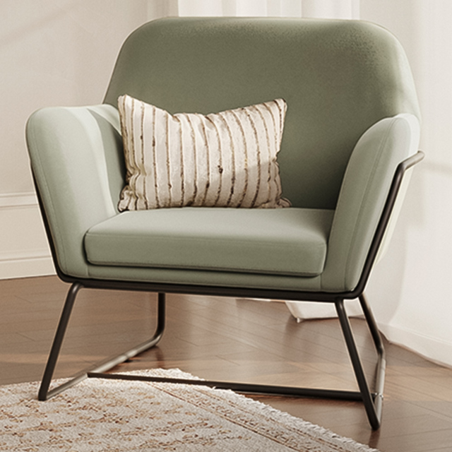 Charles Matte Black and Sage Velvet Armchair - image 1