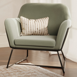 Charles Matte Black and Sage Velvet Armchair