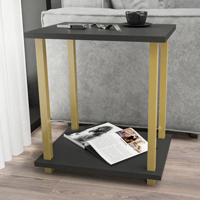Decorotika Gurnee 2 Tier Gold and Anthracite Side Table - image 1