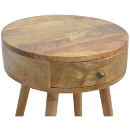 Artisan Furniture Nordic Beige Single Drawer Solid Wood Circular Shaped Bedside Table - thumbnail 4