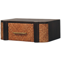 Artisan Furniture Dark Brown Solid Wood Rattan Curve Wall-Mounted Drawer - thumbnail 3