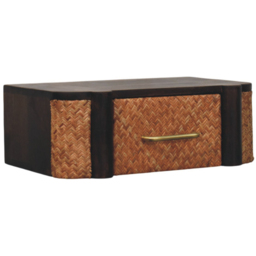 Artisan Furniture Dark Brown Solid Wood Rattan Curve Wall-Mounted Drawer - thumbnail 4