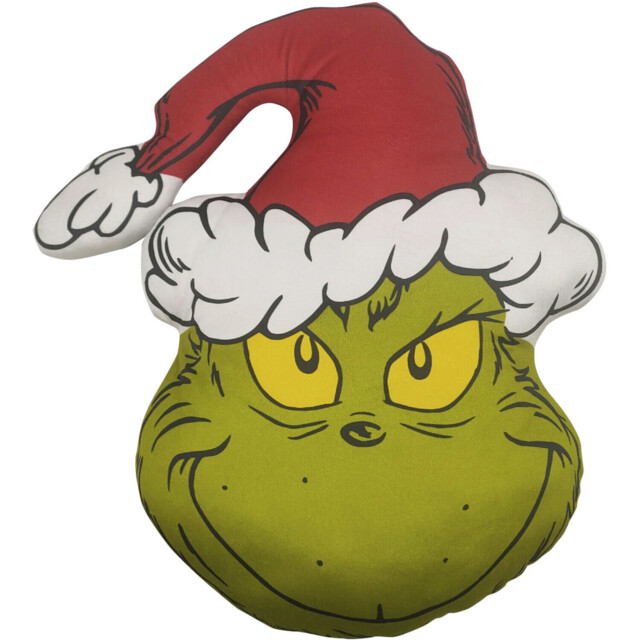 Green and Red The Grinch Head Shaped Cushion 40 x 30cm - image 1