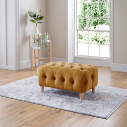 Ochre Velvet Footstool - thumbnail 4