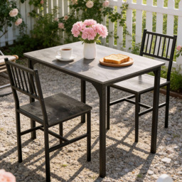 Living and Home Grey 2 Seater Industrial-Style Dining Table Set