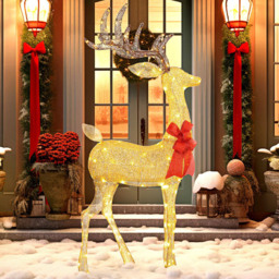 StarBright Light Up Gold Reindeer Christmas Decoration - thumbnail 2