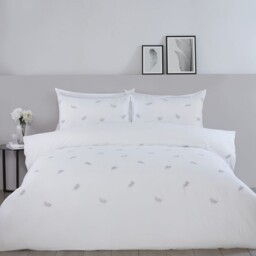 Norah White Single Embroidered Duvet Set - thumbnail 1