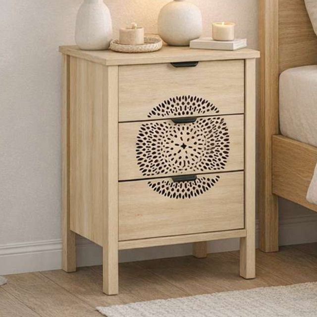 Birlea Flora Natural 3 Drawer Bedside Table - image 1