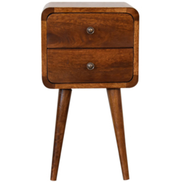 Artisan Furniture Chestnut Brown 2 Drawer Solid Wood Mini Curved Bedside Table - thumbnail 2