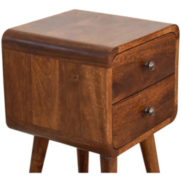 Artisan Furniture Chestnut Brown 2 Drawer Solid Wood Mini Curved Bedside Table - thumbnail 4