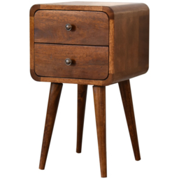 Artisan Furniture Chestnut Brown 2 Drawer Solid Wood Mini Curved Bedside Table - thumbnail 3