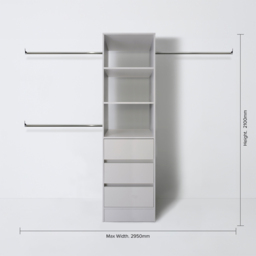 Spacepro 3 Drawer Single Hanger Bar Cashmere Tower Unit 600mm - thumbnail 4