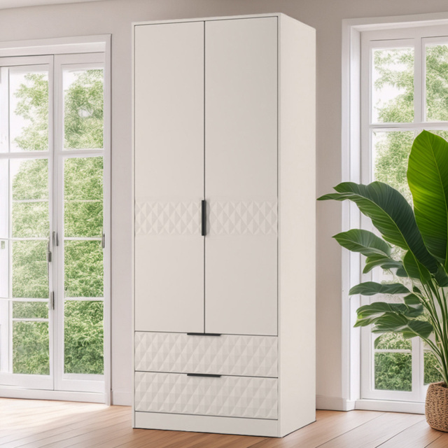Crowndale Harlequin 2 Door 2 Drawer Kashmir Matt Tall Wardrobe Ready Assembled - image 1
