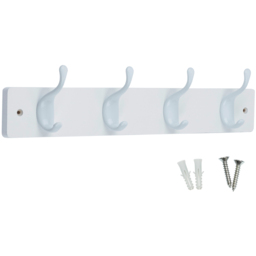 Headbourne White 4 Hook Coat Rail - thumbnail 1