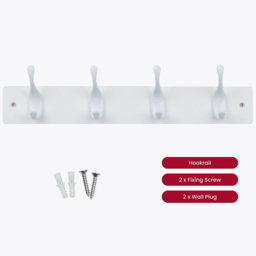 Headbourne White 4 Hook Coat Rail - thumbnail 3