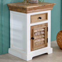 Brooklyn Alfie Single Door Single Drawer Solid Mango Wood Bedside Cabinet - thumbnail 1