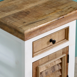 Brooklyn Alfie Single Door Single Drawer Solid Mango Wood Bedside Cabinet - thumbnail 4