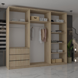 M N Furniture Modern Gala 3 Door Oak Mirrored Sliding Wardrobe 250cm - thumbnail 3