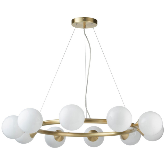 Merano Grosseto White Gloss Glass Satin Brass 10 light Plate Ceiling Light - image 1