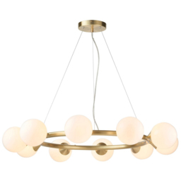 Merano Grosseto White Gloss Glass Satin Brass 10 light Plate Ceiling Light - thumbnail 3