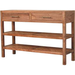 Artisan Furniture Saffron Honey Caramel 2 Door 2 Shelf Solid Wood Rattan Console Table - thumbnail 3