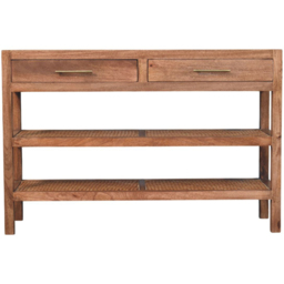 Artisan Furniture Saffron Honey Caramel 2 Door 2 Shelf Solid Wood Rattan Console Table - thumbnail 2
