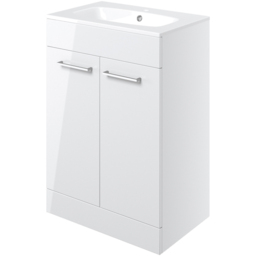 Bathstore Milford 2 Door White Floor Standing Basin Unit 610mm - thumbnail 3