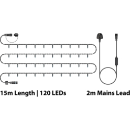 Eagle Connect Cool White LED Black Cable Expandable String Light 15m - thumbnail 2