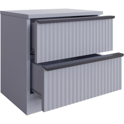 FWStyle Lania 2 Drawer Dark Grey Scalloped Bedside Table - thumbnail 3