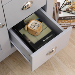 FurnitureHMD Grey and Oak Single Door 3 Drawer Wooden Cupboard - thumbnail 4