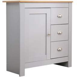 FurnitureHMD Grey and Oak Single Door 3 Drawer Wooden Cupboard - thumbnail 2